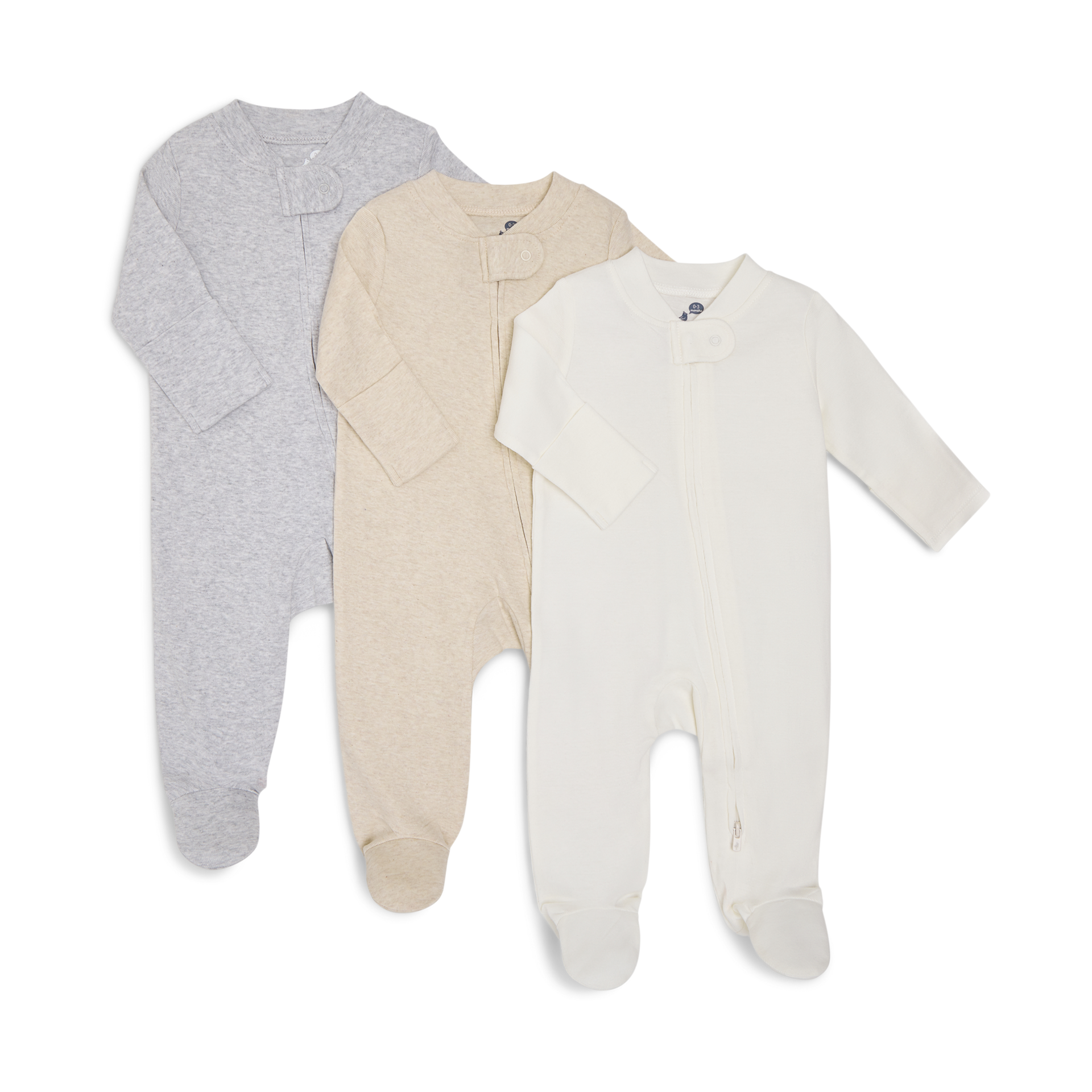 Small Story Organic Cotton Solid Zipper Footie (3 Pack).