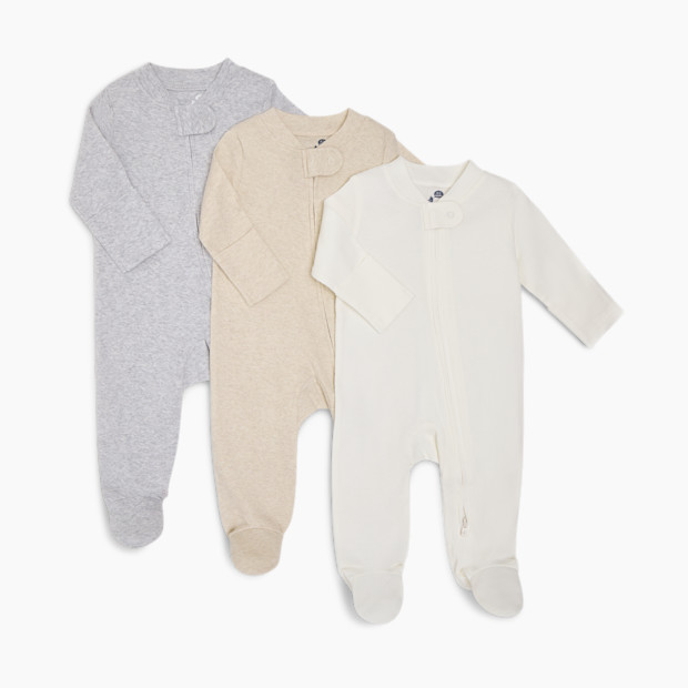 Small Story Organic Cotton Solid Zipper Footie (3 Pack).