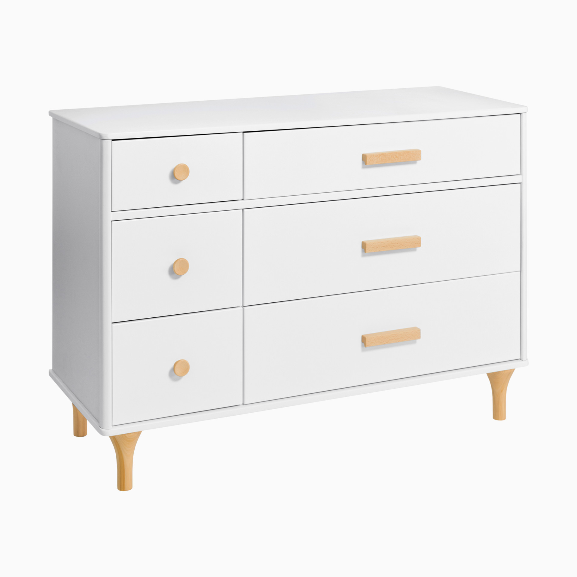 babyletto Lolly 6-Drawer Double Dresser - White / Natural | Babylist Shop