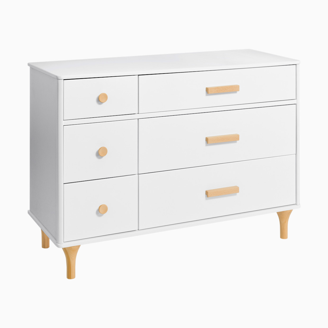 babyletto Lolly 6-Drawer Double Dresser - White / Natural.