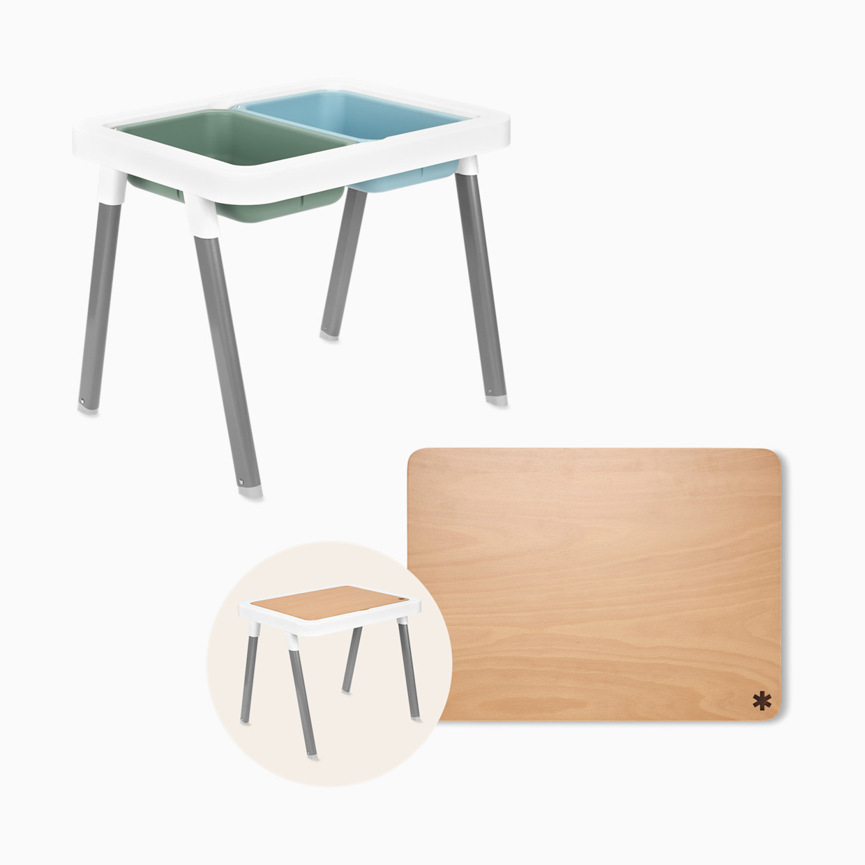 Skip Hop Discoverosity Montessori 3-in-1 Toddler Sensory Table and Wood Table Top.