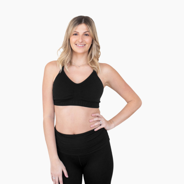 Kindred Bravely Sublime Hands-Free Pumping & Nursing Sports Bra - Black, Small.