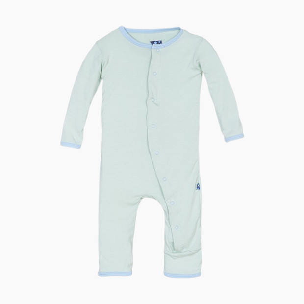 KicKee Pants Coverall with Snaps - Aloe Hello World, 3-6 Months.
