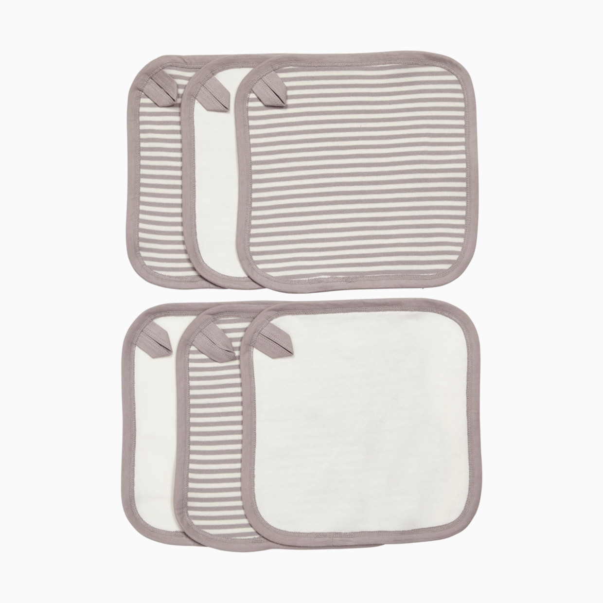 Small Story Organic Washcloth (6 Pack) - Grey Stripe, 6.