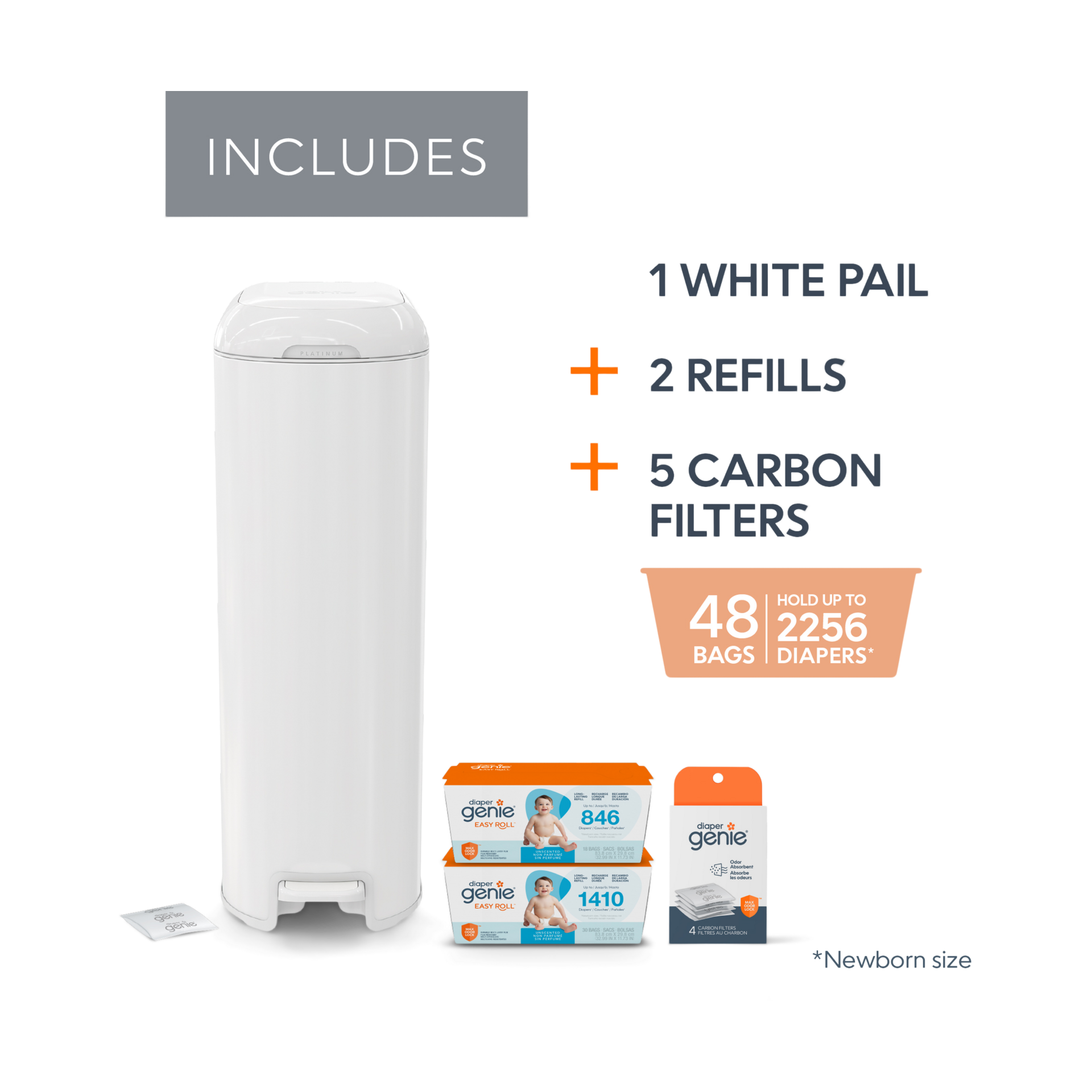 Diaper Genie Platinum Stainless Steel Diaper Pail Gift Set.
