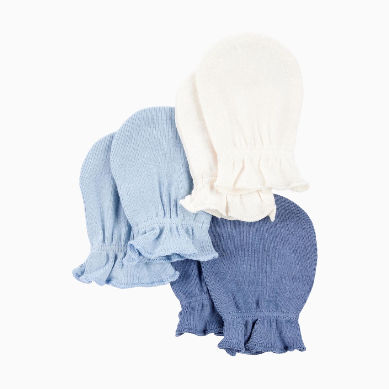 Carter's 3-Pack Mittens - Blue & Cream, 0-3 M.