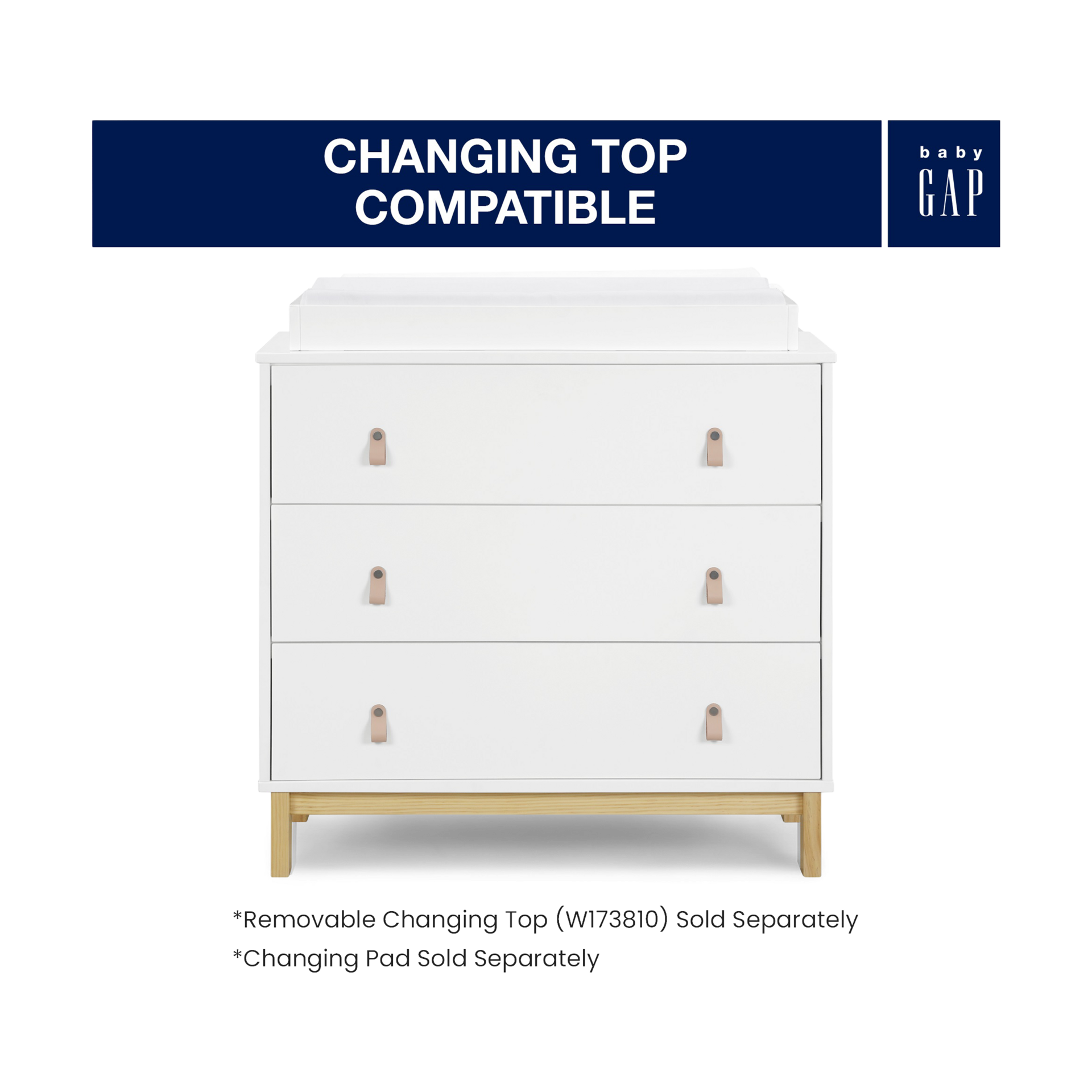 Delta Children babyGap Legacy 3 Drawer Dresser - Bianca White/Natural.