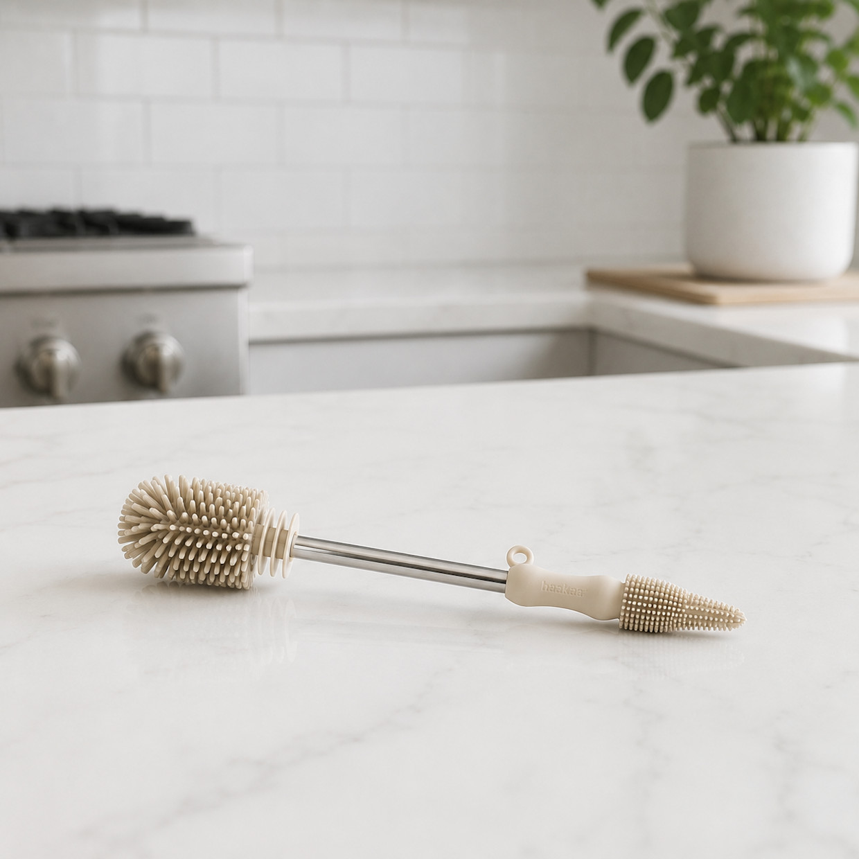 Haakaa Silicone Cleaning Brush Kit - Pebble.