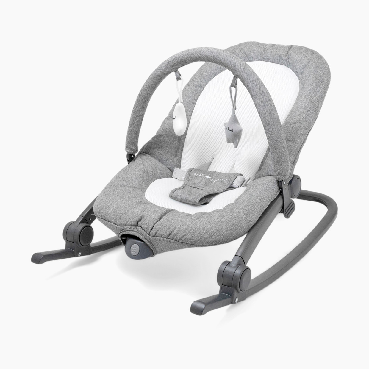 Baby Delight Aura Deluxe Portable Rocker & Bouncer - Quilted Charcoal Tweed.