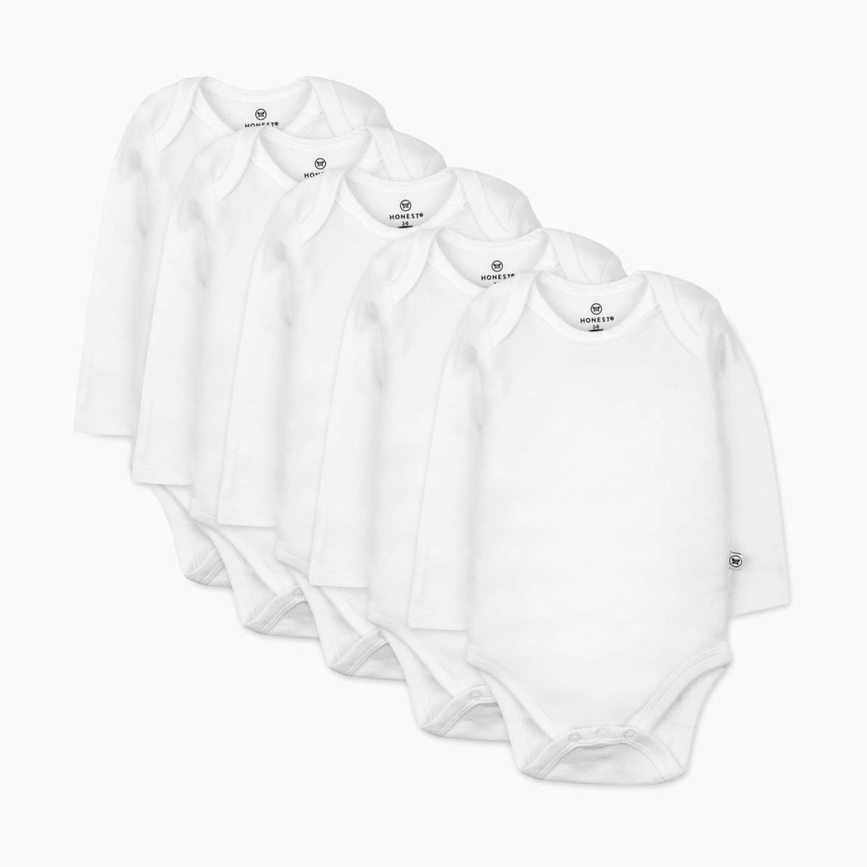 Honest Baby Clothing 5-Pack Organic Cotton Long Sleeve Bodysuit - Bright White, 3-6 M, 5.