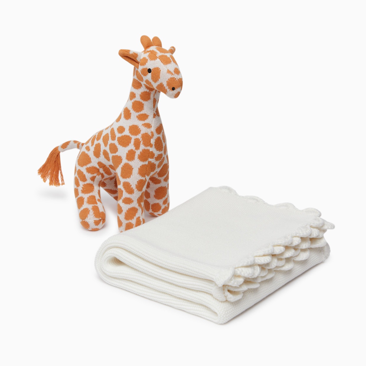 Loomsake 2-Piece Scalloped Blanket Set - Ivory, Os.