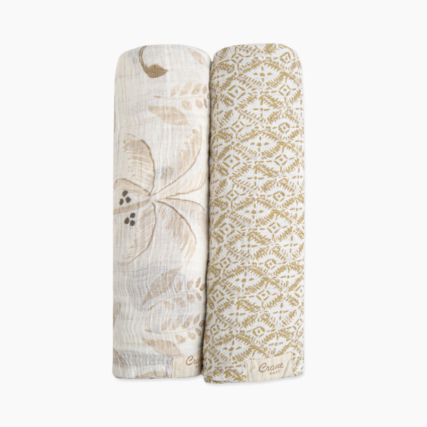 Crane Baby Cotton Muslin Swaddles (2 Pack) - Kendi Animals And Copper Dash.