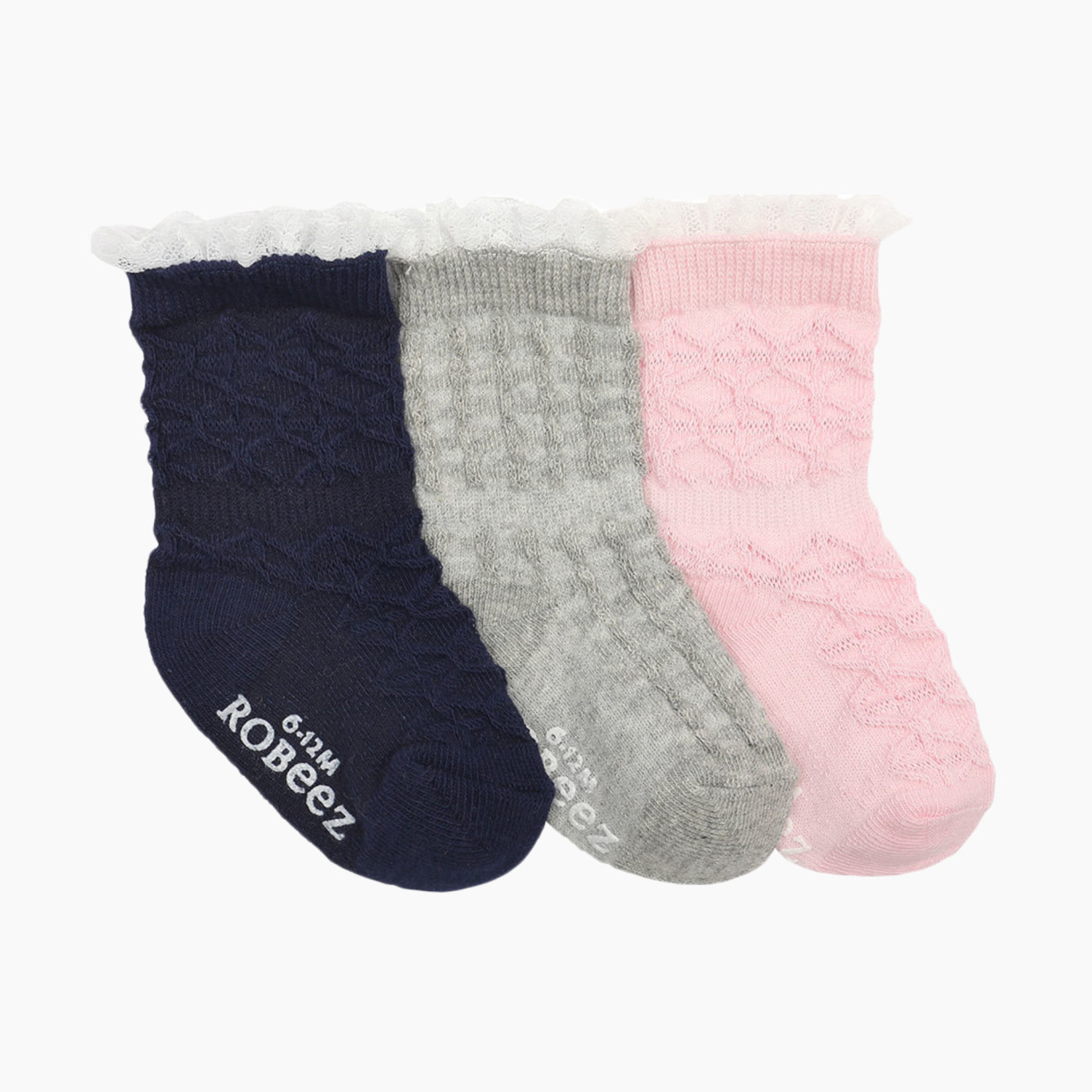 Robeez Socks (3 Pack) - Pretty Cables, 0-6 Months.