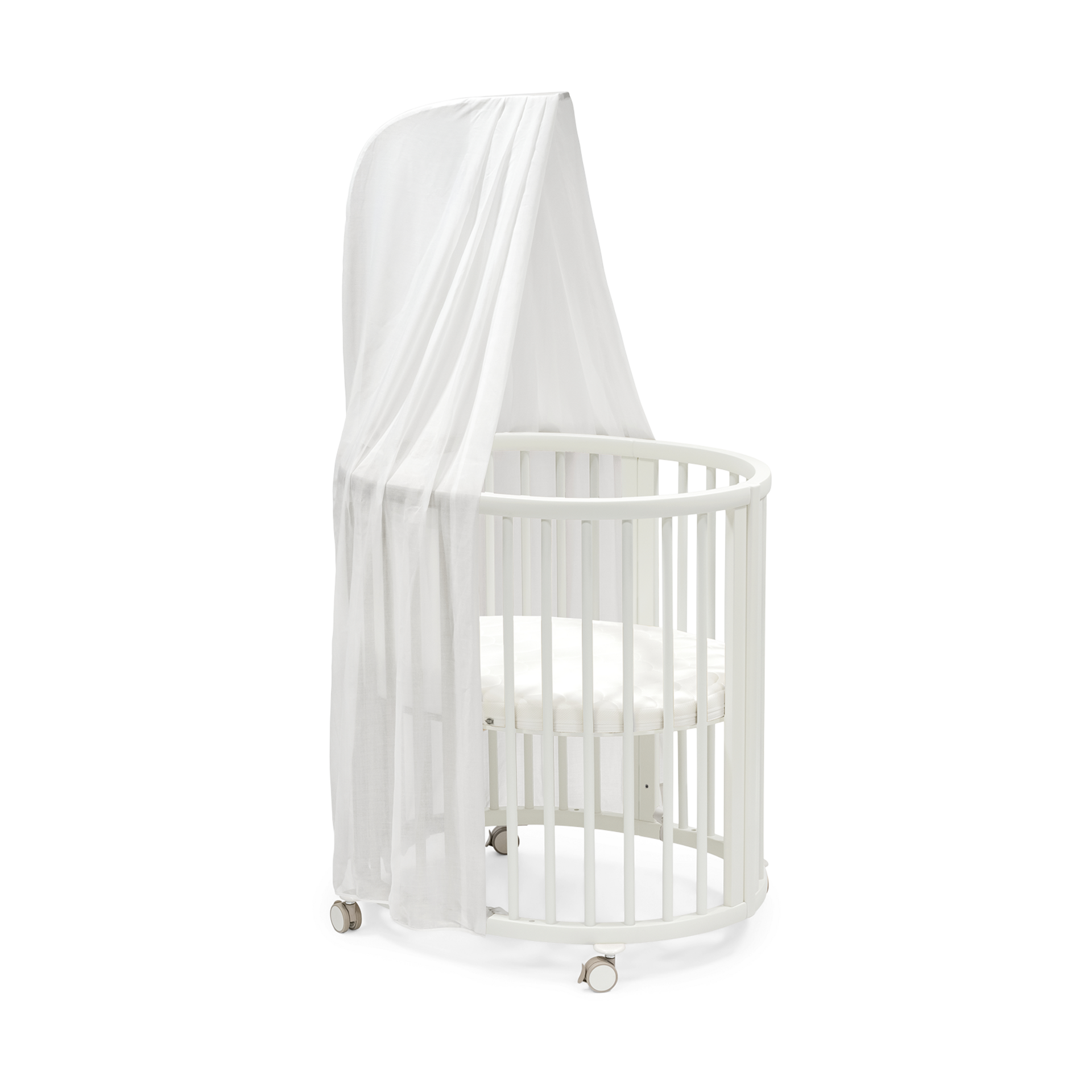 Stokke Sleepi3-in-1 Convertible Crib with Mattresses and Extension Kit.