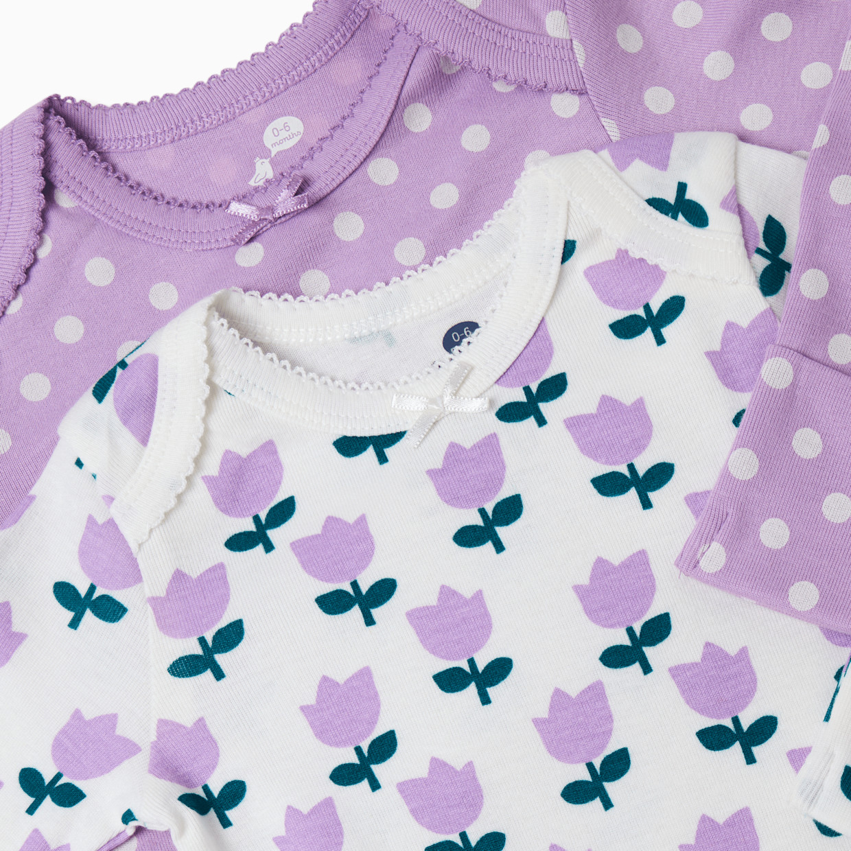 Small Story Gown (2 Pack) - Purple Flowers, 0-6 M.