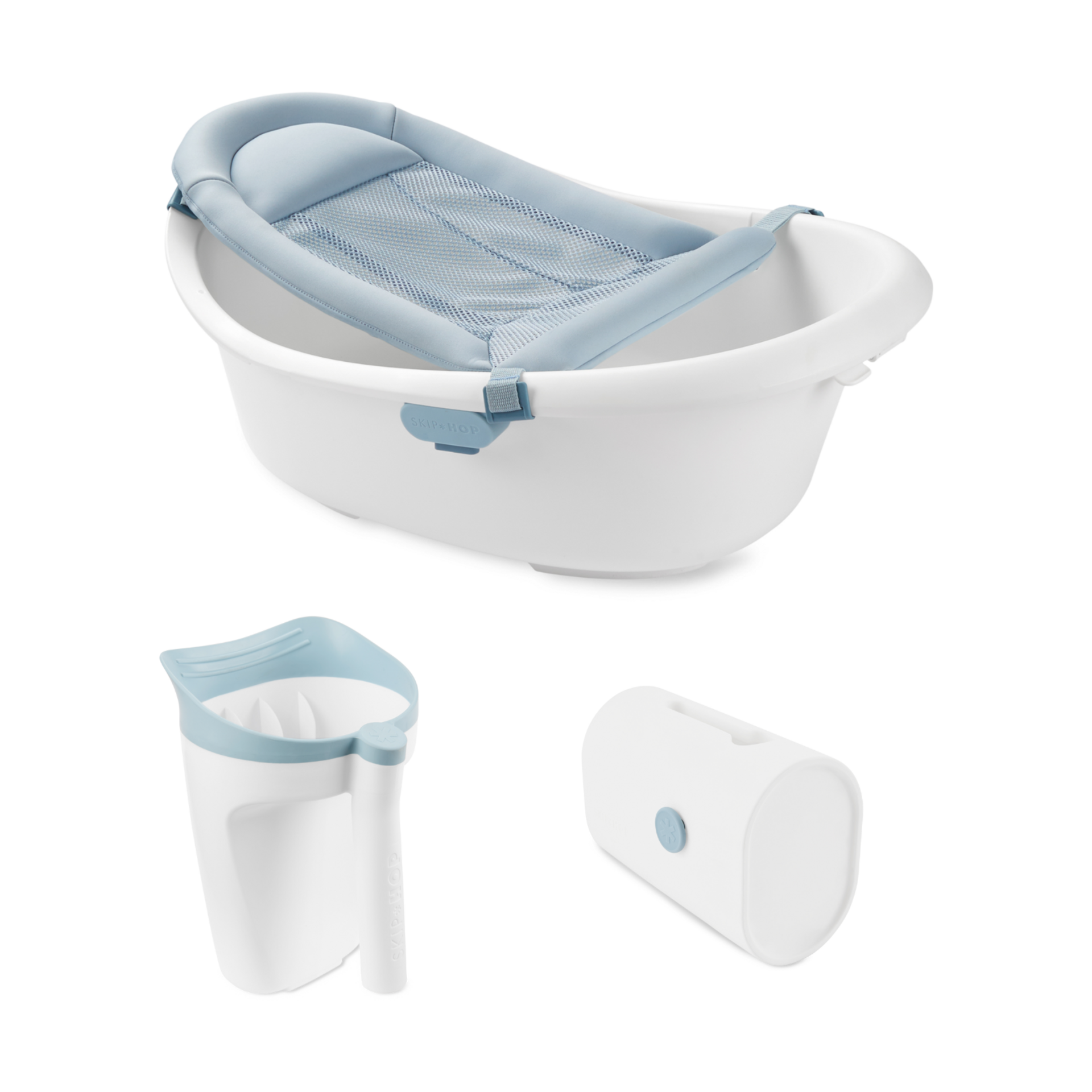 Skip Hop Wave 4-in-1 Bath Tub, Rinser & Spout Cover Bundle.