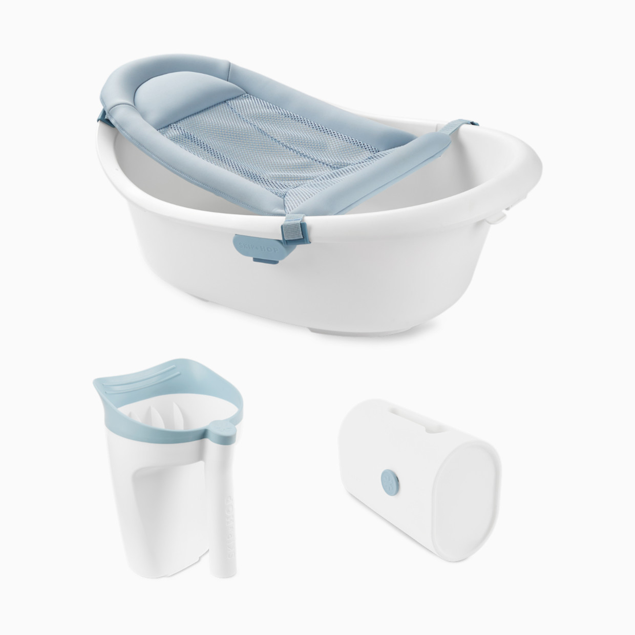 Skip Hop Wave 4-in-1 Bath Tub, Rinser & Spout Cover Bundle.