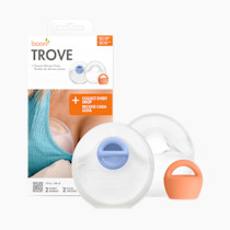 Boon Trove Silicone Manual Breast Pump Set - Hands Free Breast Milk Collector - Includes Polyester Travel Pouch - Breastfeeding Essentials - 2 Count