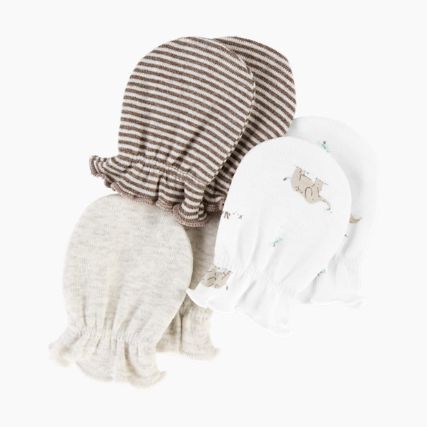 Carter's Mittens (3 Pair) - Ivory, 0-3 Months.