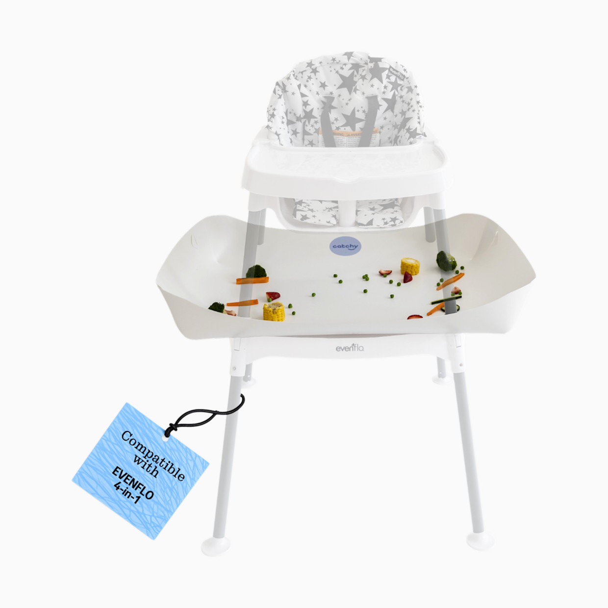 Catchy The Food Catcher for High Chairs - White, For Evenflo 4-In-1.