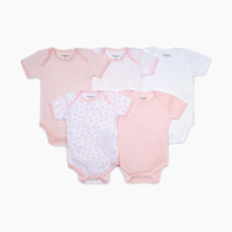 Burt's Bees Baby Unisex Organic Cotton Short and Long Sleeve Bodysuits, 5-Pack