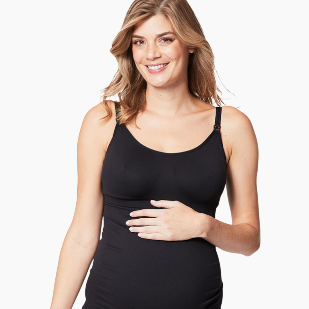 Ingrid & Isabel Basics Crossover Maternity & Nursing Cami, Seamless Support  Tank, Black at  Women's Clothing store