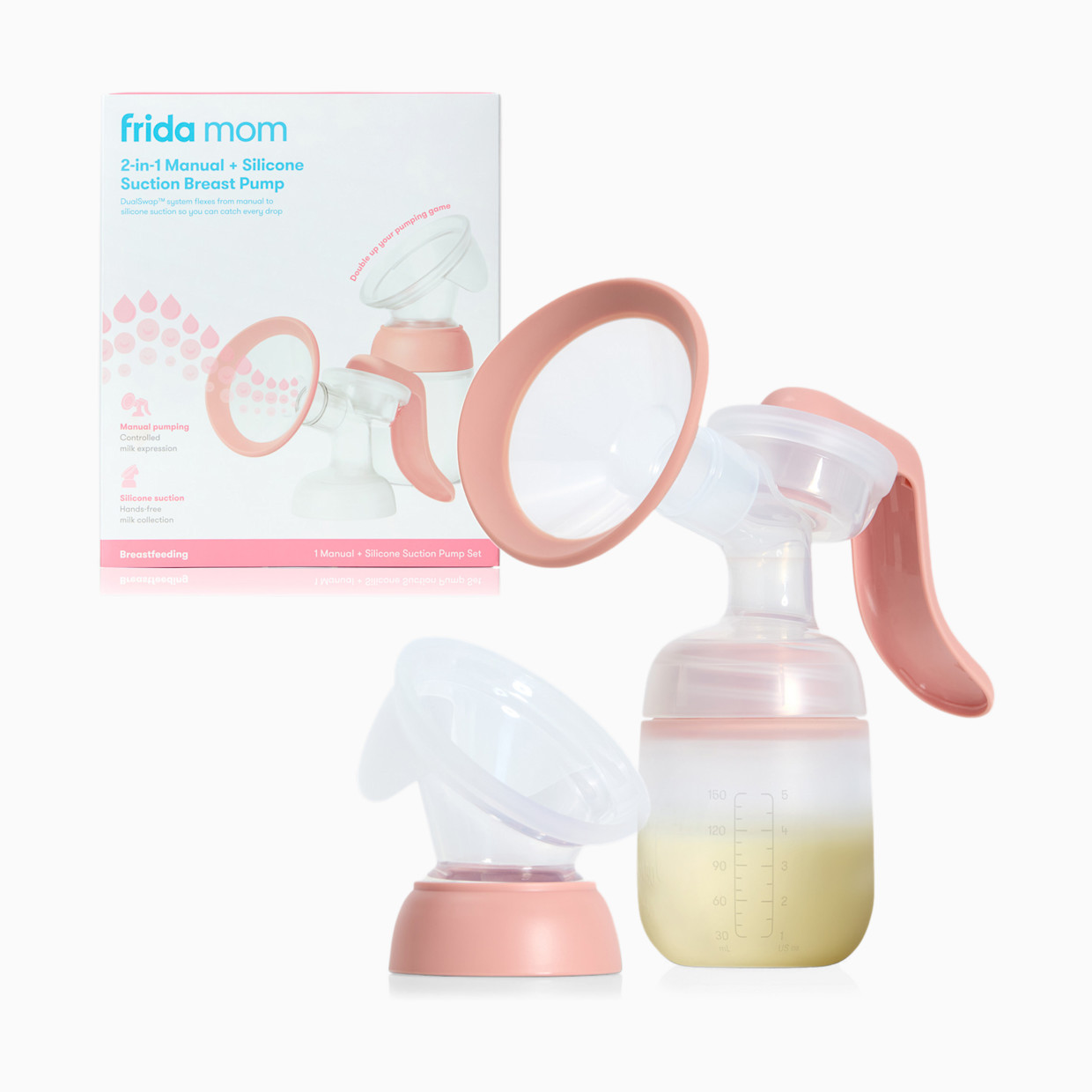 Frida Mom 2-in-1 Manual Breast Pump - White.