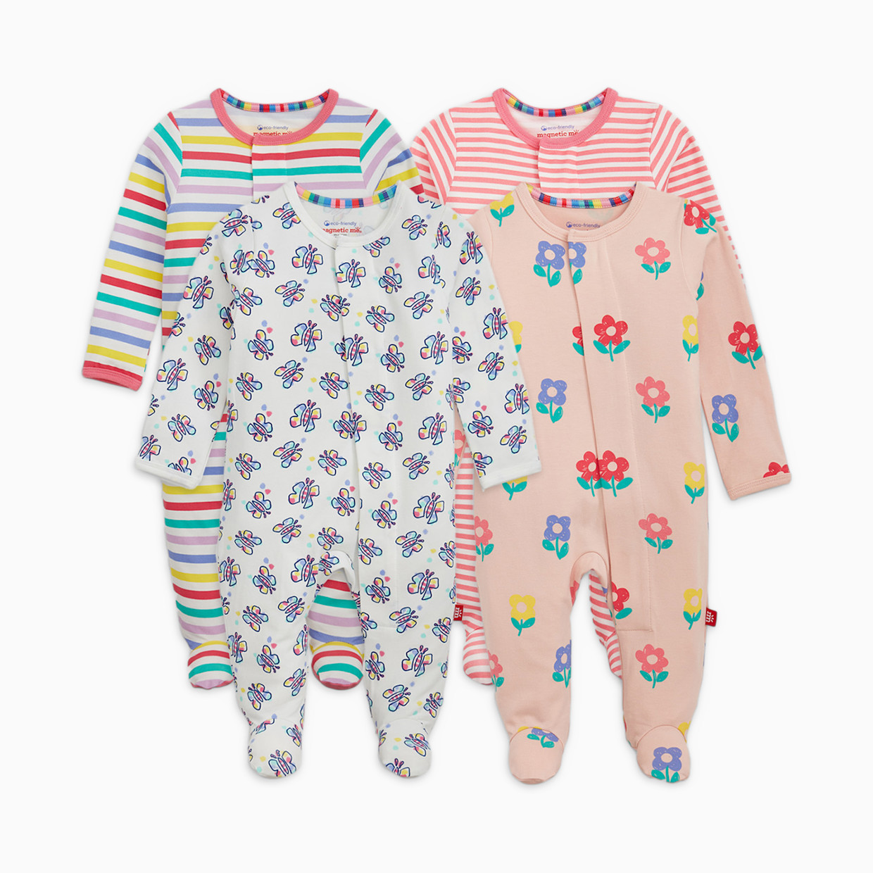 Magnetic Me Cloudstretch Magnetic 4-Pack Footie - Pink Multi, 0-3 M.