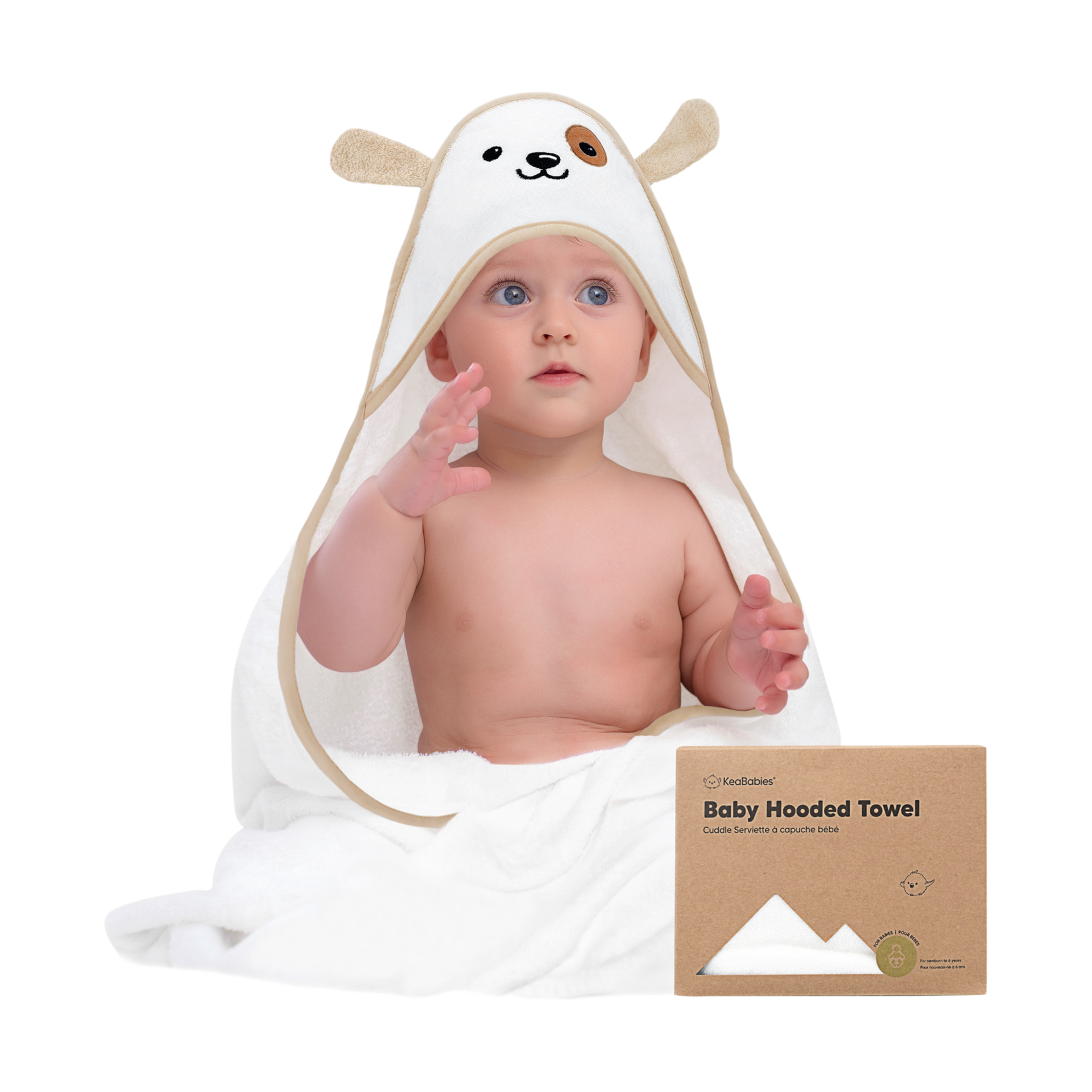 KeaBabies Cuddle Bamboo Viscose Hooded Towel - Dog.