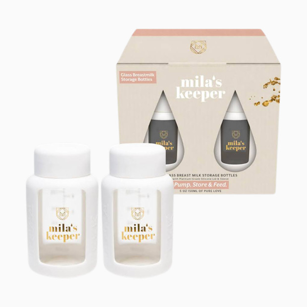 Mila's Keeper Glass Breast Milk Storage Bottles, 2 Pack.