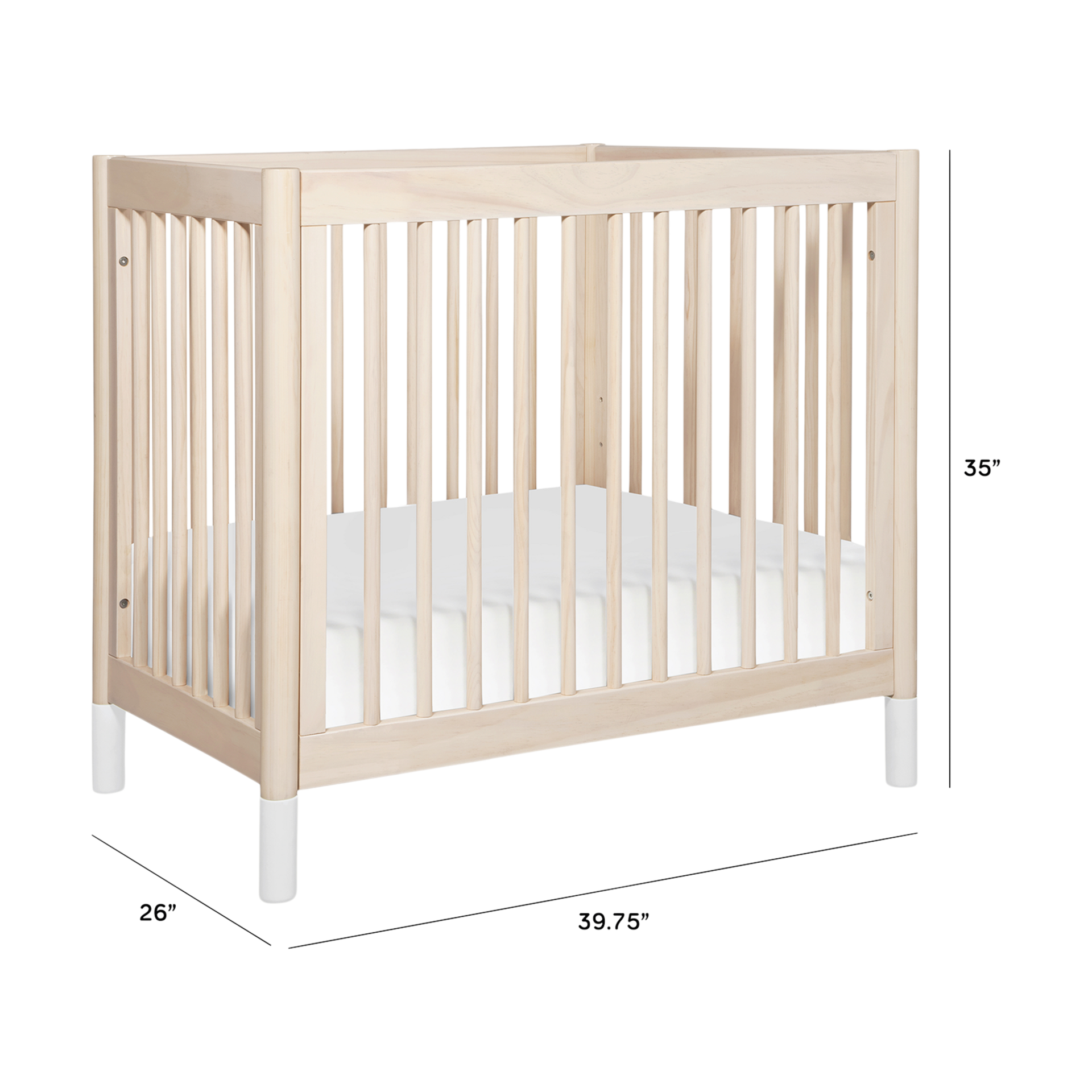 babyletto Gelato 4in1 Convertible Mini Crib Washed Natural Finish