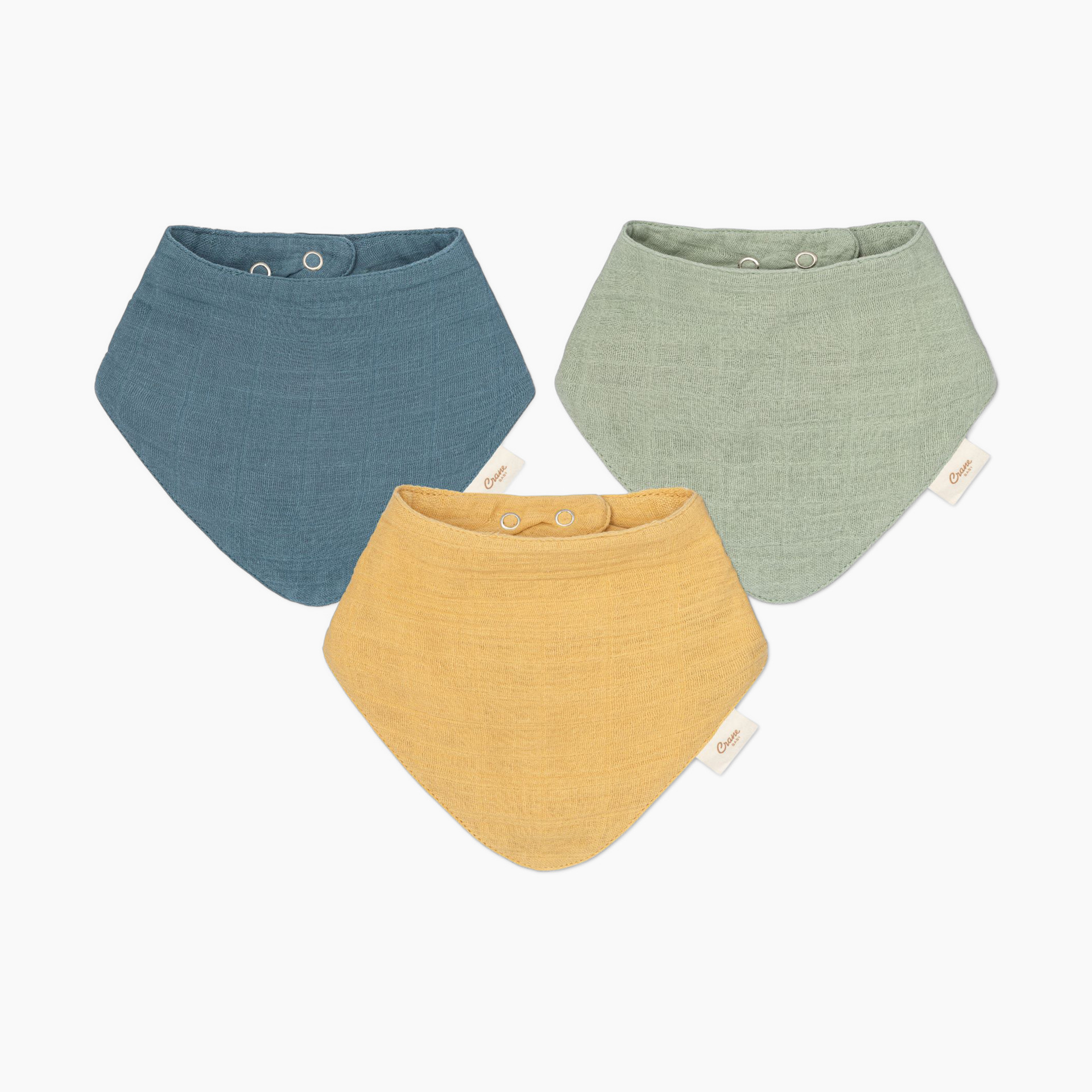 Crane Baby Cotton Layer Muslin Bib Set (3 Pack) Ezra
