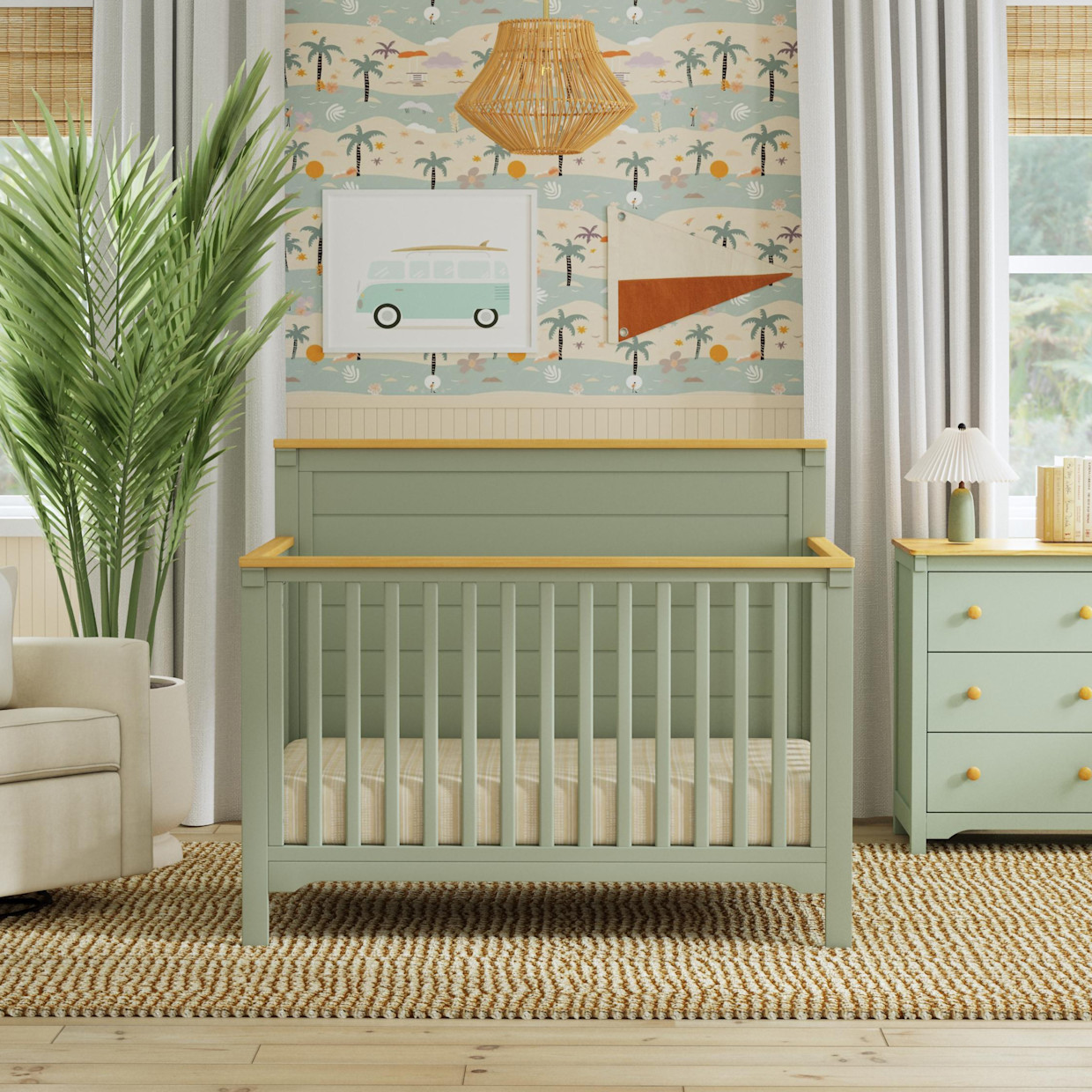 daVinci Shea 4-in-1 Convertible Crib - Light Sage/Honey.
