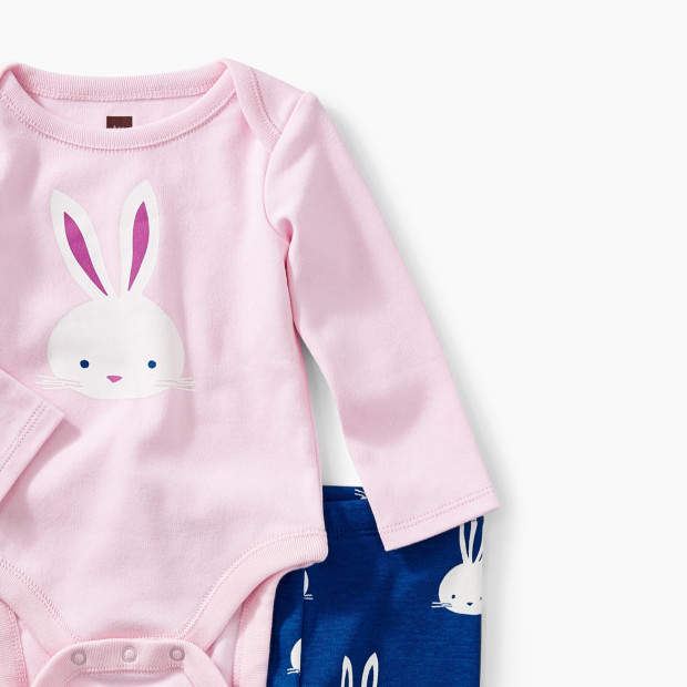 Tea Collection Bodysuit & Pant Outfit - Bunny Pink Crepe, 0-3 Months.