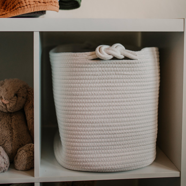 Parker Baby Co. Rope Cube Storage Basket - White.