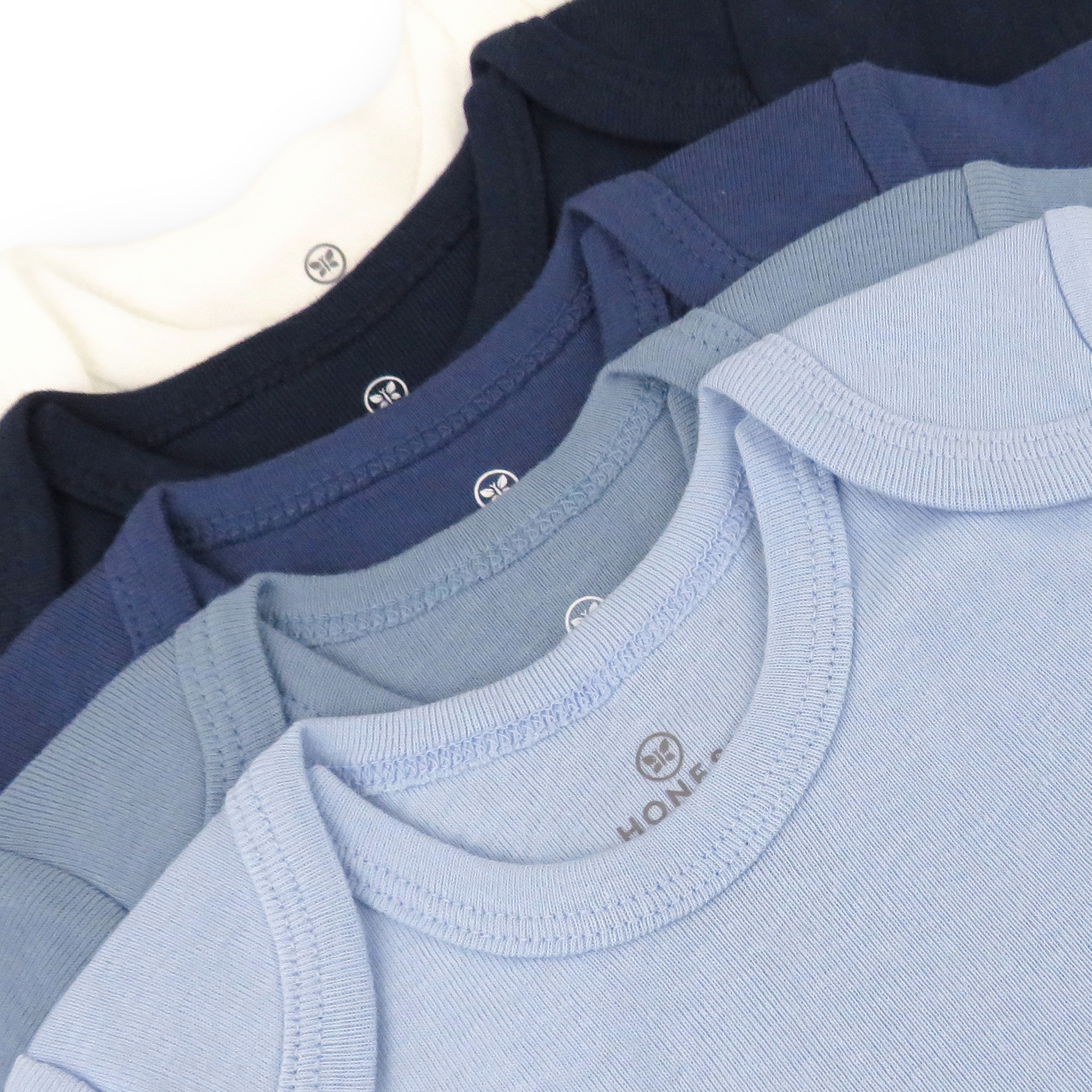 Honest Baby Clothing 5-Pack Organic Cotton Long Sleeve Bodysuit - Ombre Blues, 0-3 M.