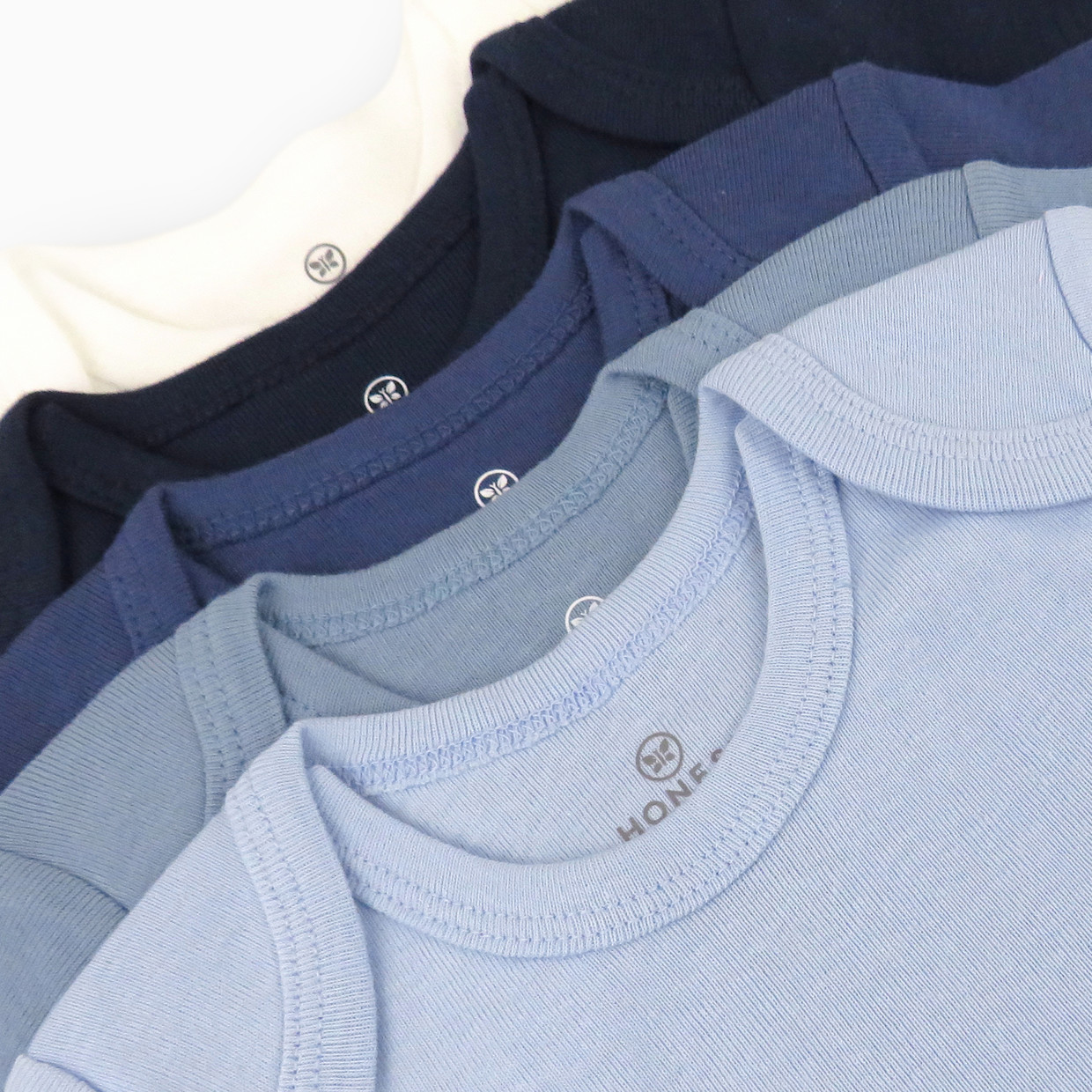 Honest Baby Clothing 5-Pack Organic Cotton Long Sleeve Bodysuit - Ombre Blues, 0-3 M.