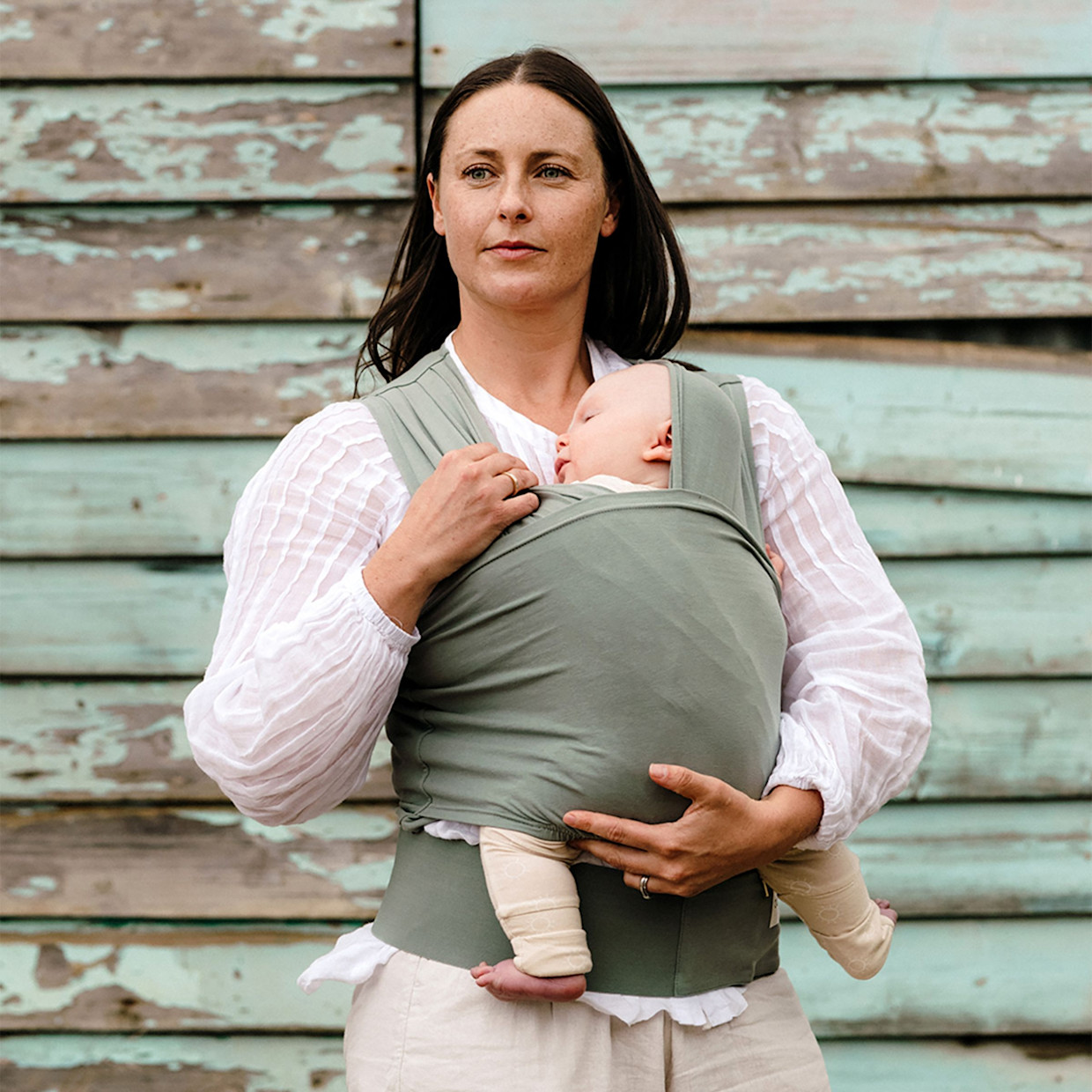 BabyDink T-Shirt Newborn Wrap Carrier - Sage, XL.