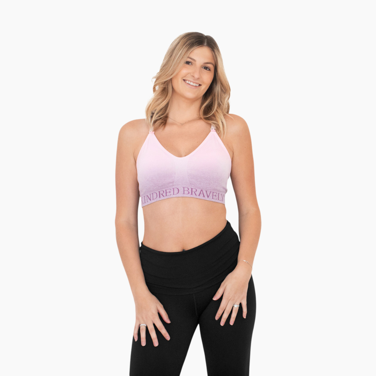 Kindred Bravely Sublime Hands-Free Pumping & Nursing Sports Bra - Ombre Purple, Large.