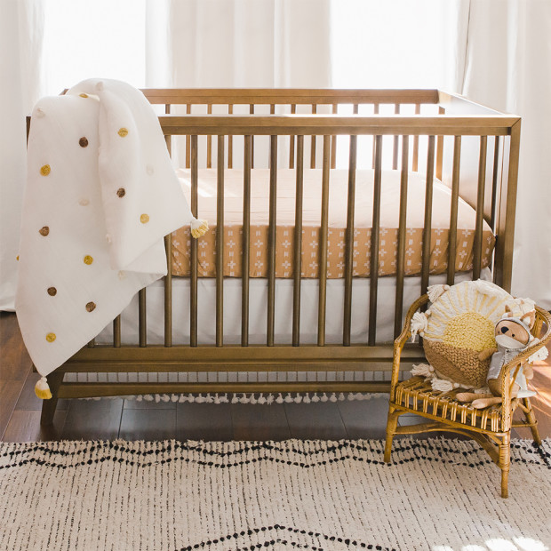 Crane Baby Cotton Sateen Crib Fitted Sheet - Copper Dash.