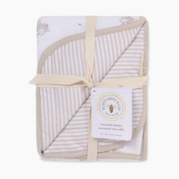 Burt's Bees Baby Reversible Organic Cotton Jersey Knit Blanket - Counting Sheep.