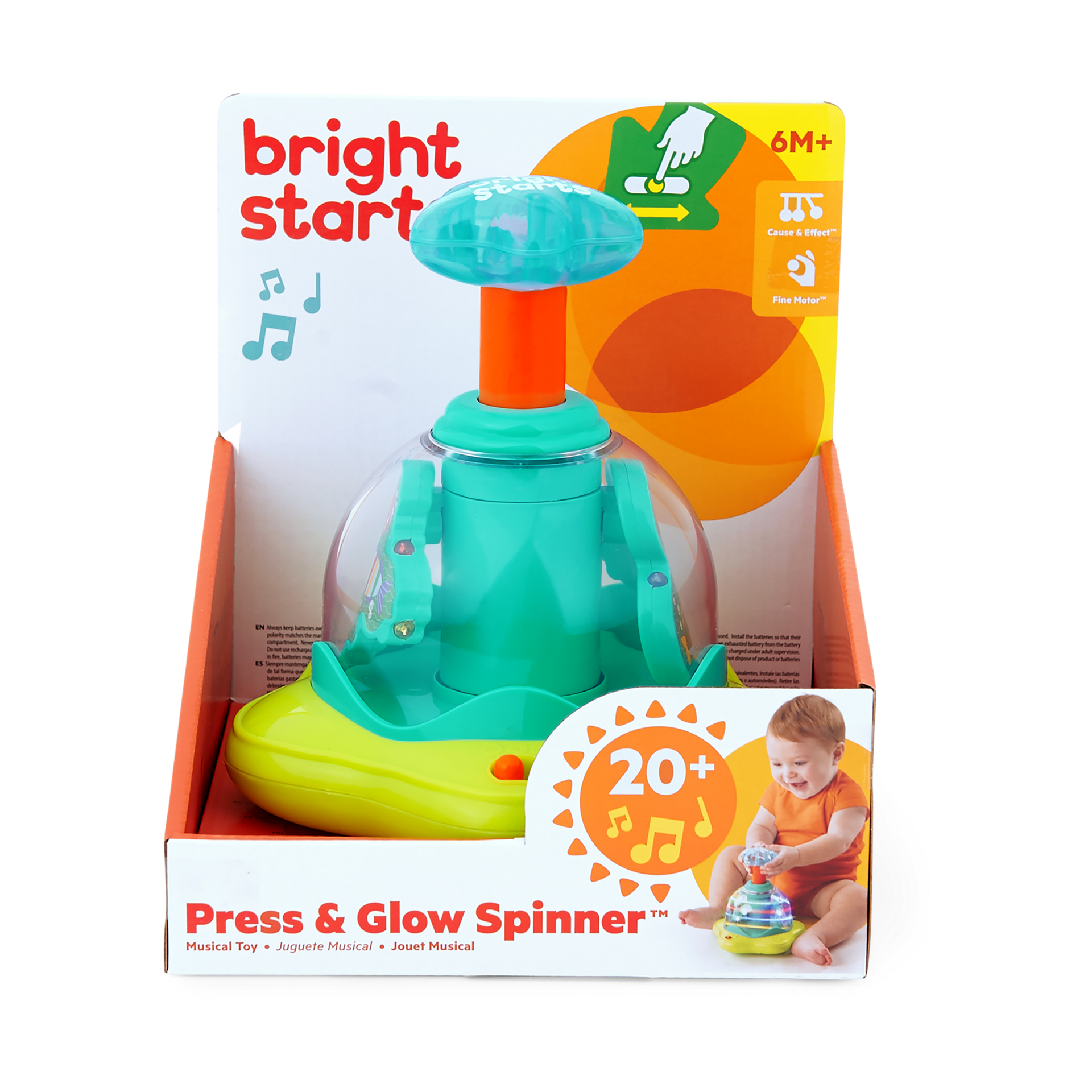 Bright Starts Press & Glow Spinner Cause and Effect Musical Baby Toy.
