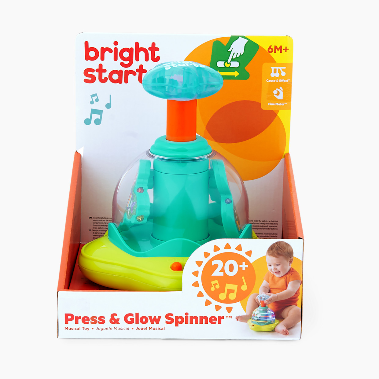 Bright Starts Press & Glow Spinner Cause and Effect Musical Baby Toy.