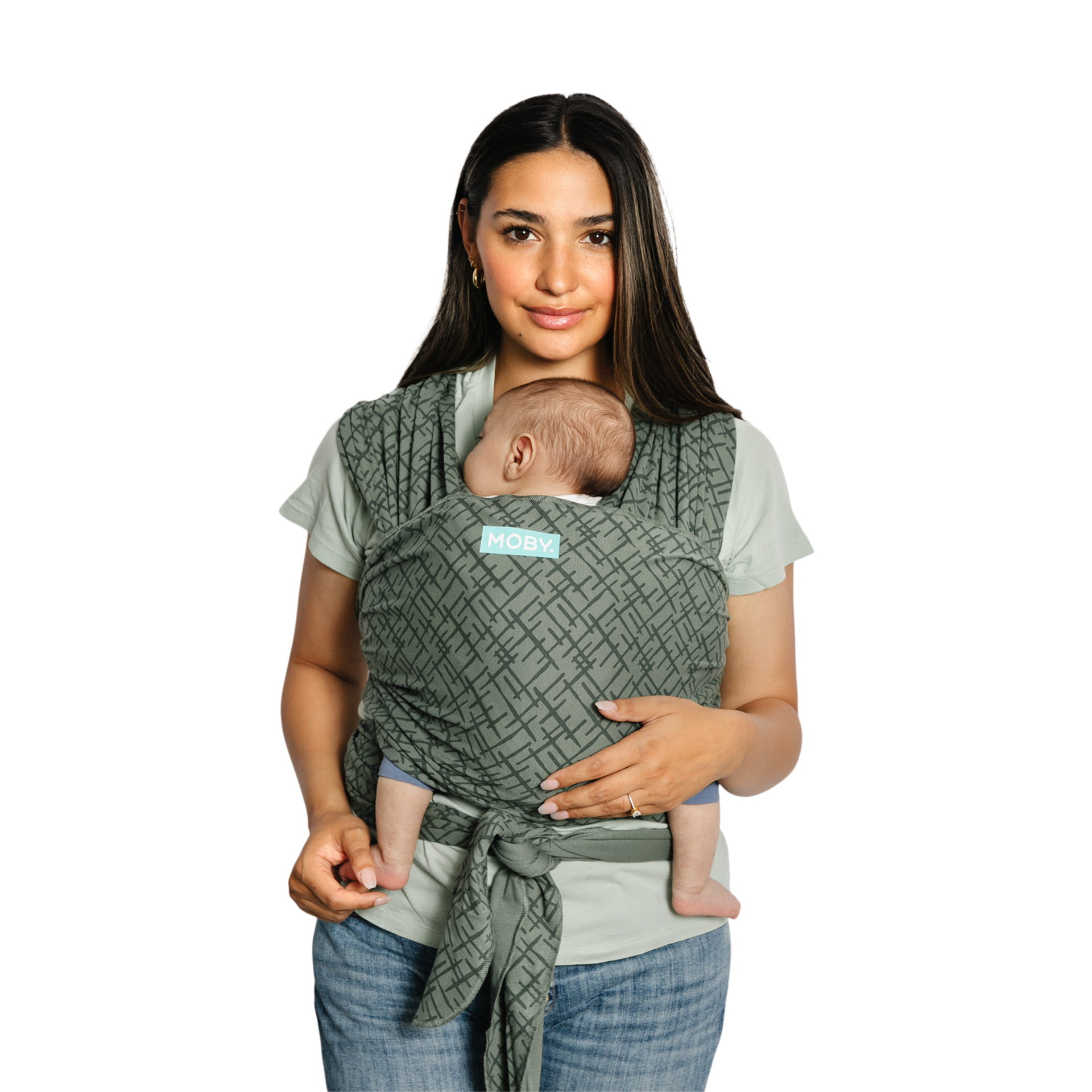 Moby Baby Wrap Carrier Classic for Newborns to Toddlers (8-33lbs), Infant Sling Carrier, Lightweight & Hands Free Design, Adjustable for All Body Types (Olive Etch)