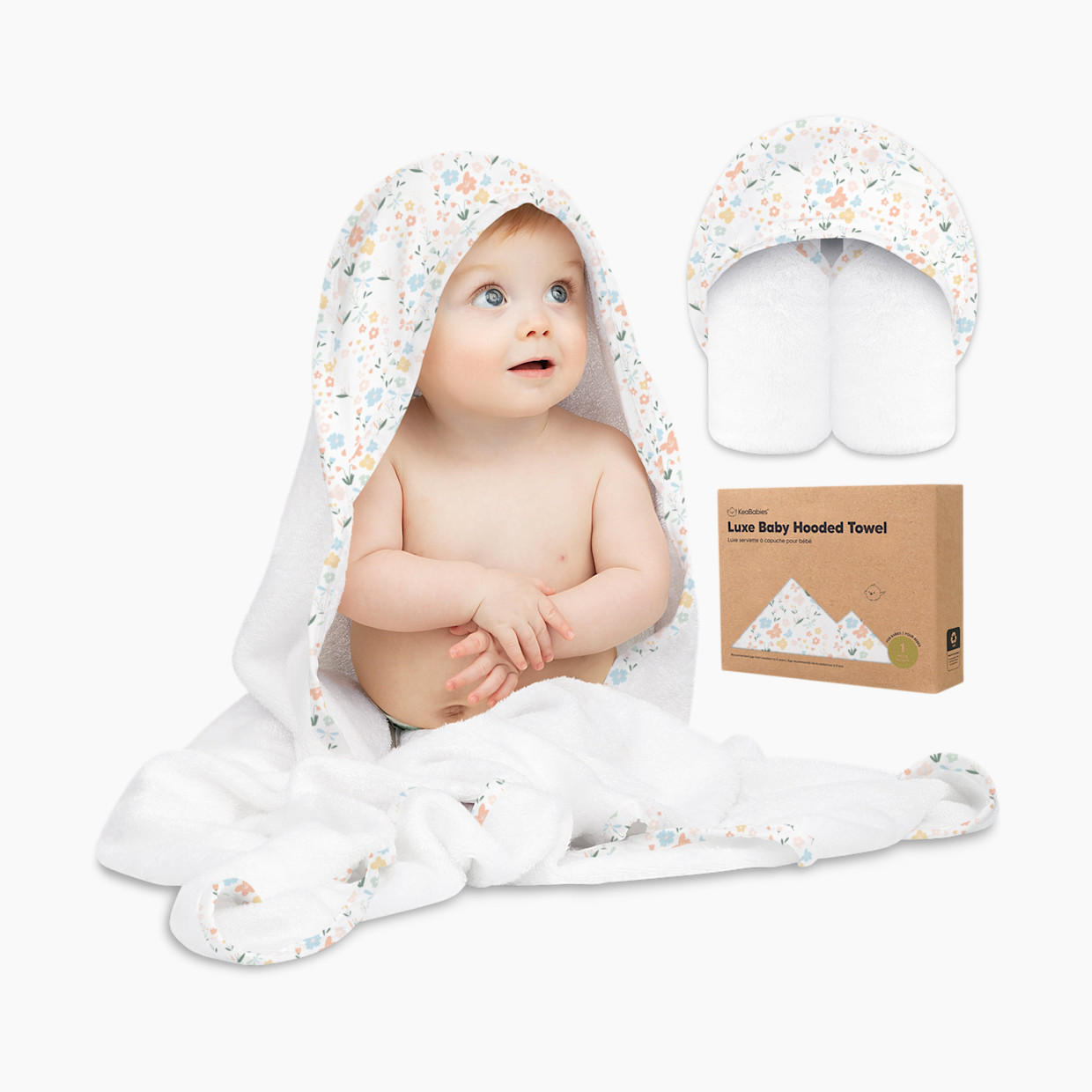KeaBabies Luxe Hooded Towel - Wildflowers.