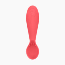 ezpz Tiny Spoon (2 Pack in Coral) - 6 Months+ - 100% Silicone Spoon for Baby Led Weaning + Purees - Designed by a Pediatric Feeding Specialist - Shower Essentials & Gifts