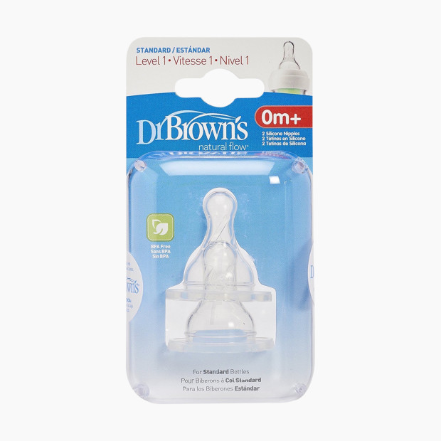 Dr. Brown's Natural Flow Standard Silicone Nipples (2 Pack) - Level 1.