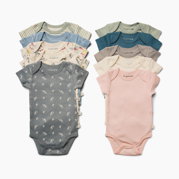 Tiny Kind Solid Short Sleeve Organic Cotton Bodysuit - Taupe, Nb.