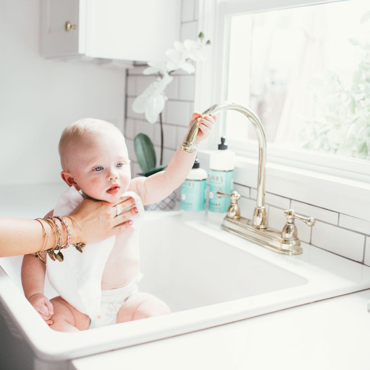 Copper Pearl Ultra Soft Washcloth (6 Pack) - White/Blue.