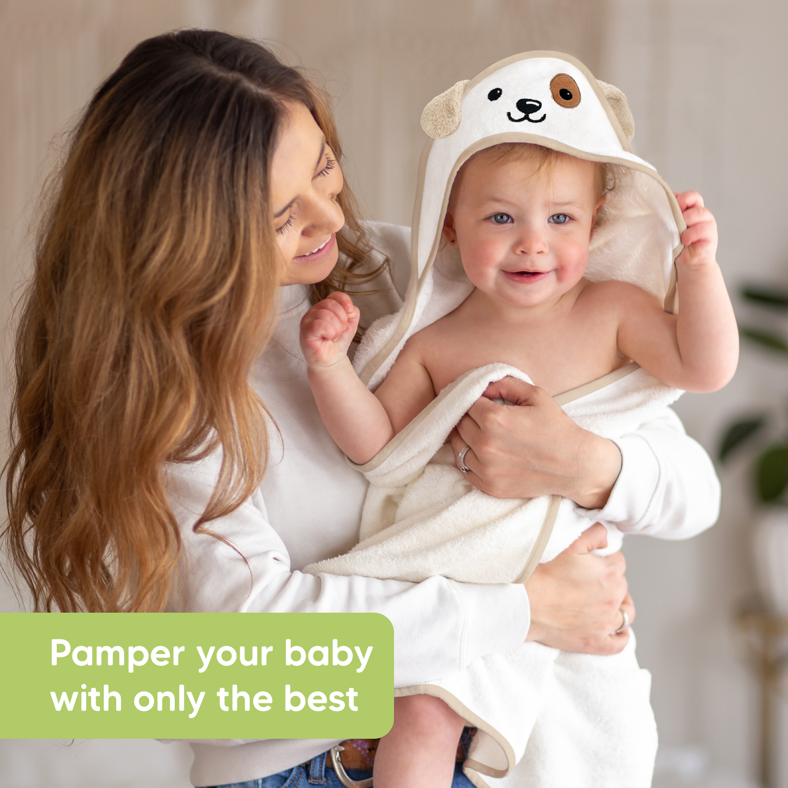 KeaBabies Cuddle Bamboo Viscose Hooded Towel - Dog.